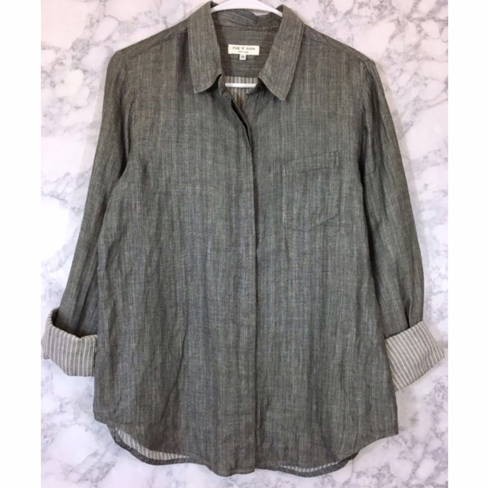 Rag & Bone Gray Soft Cotton Buttondown Blouse